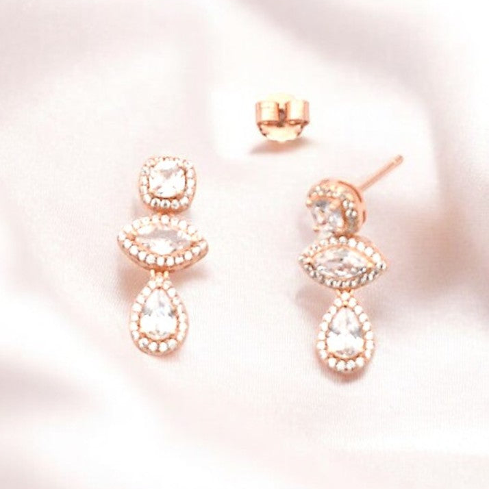 Rosegold Zircon Drop Danglers