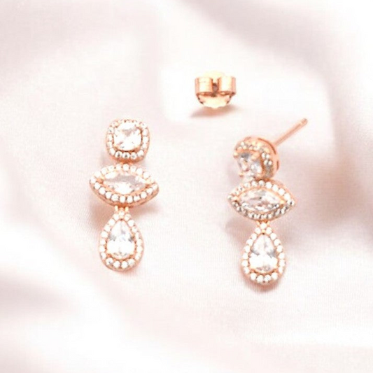 Rosegold Zircon Drop Danglers