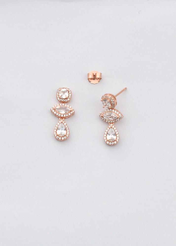 Rosegold Zircon Drop Danglers