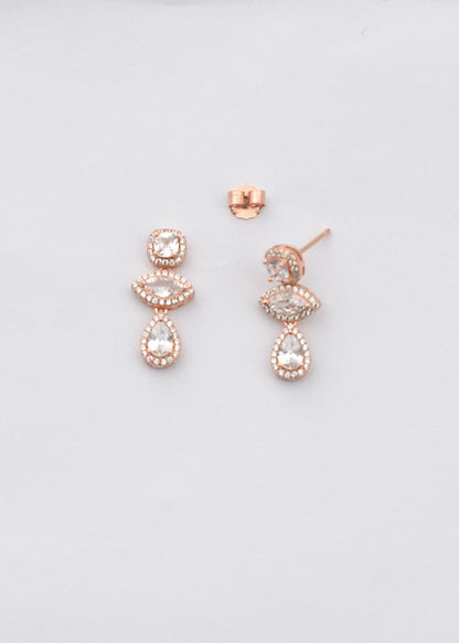 Rosegold Zircon Drop Danglers