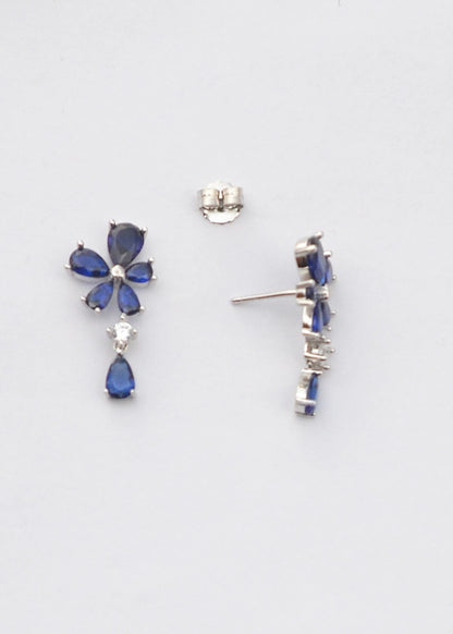 Silver Sapphire Blue Blossom Earrings