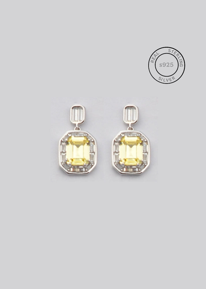 Silver Sapphire Yellow Dangles