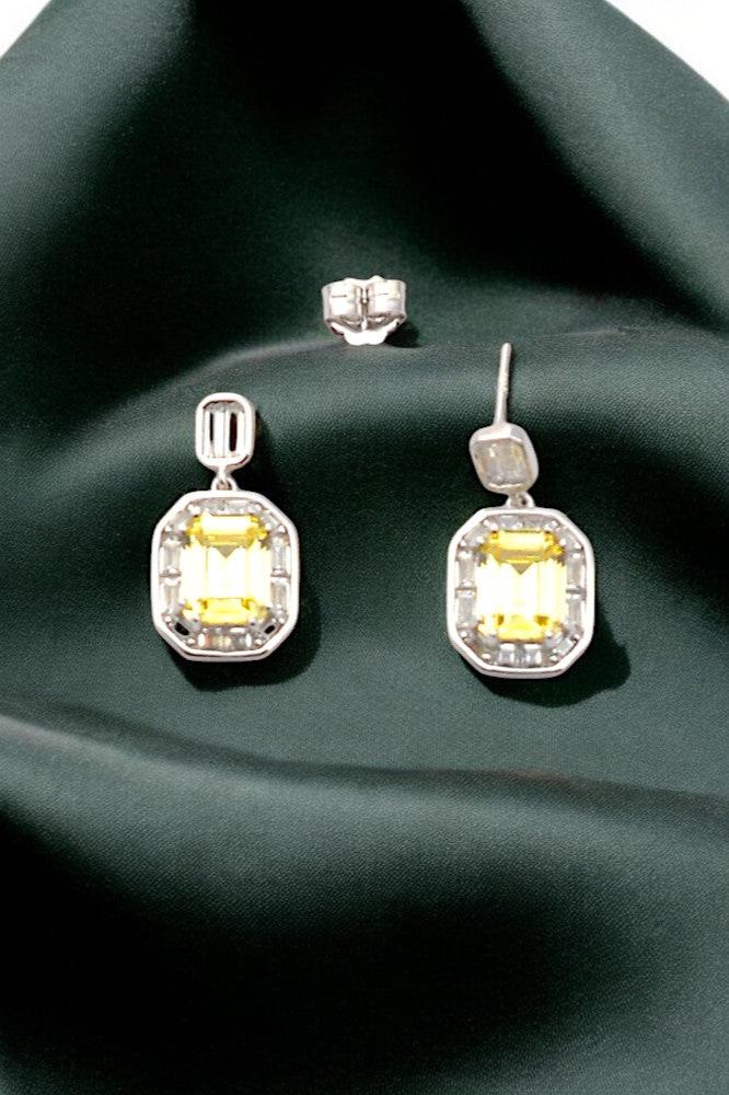 Silver Sapphire Yellow Dangles