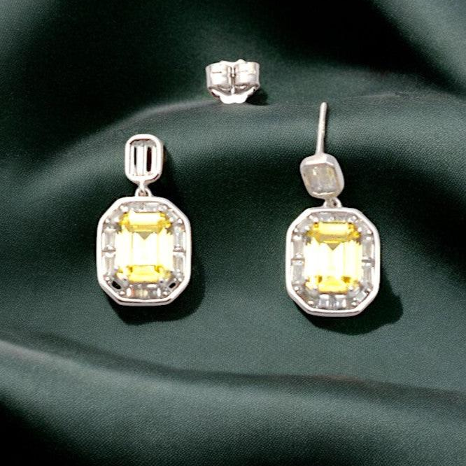 Silver Sapphire Yellow Dangles