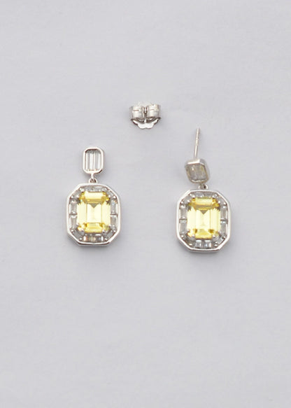 Silver Sapphire Yellow Dangles