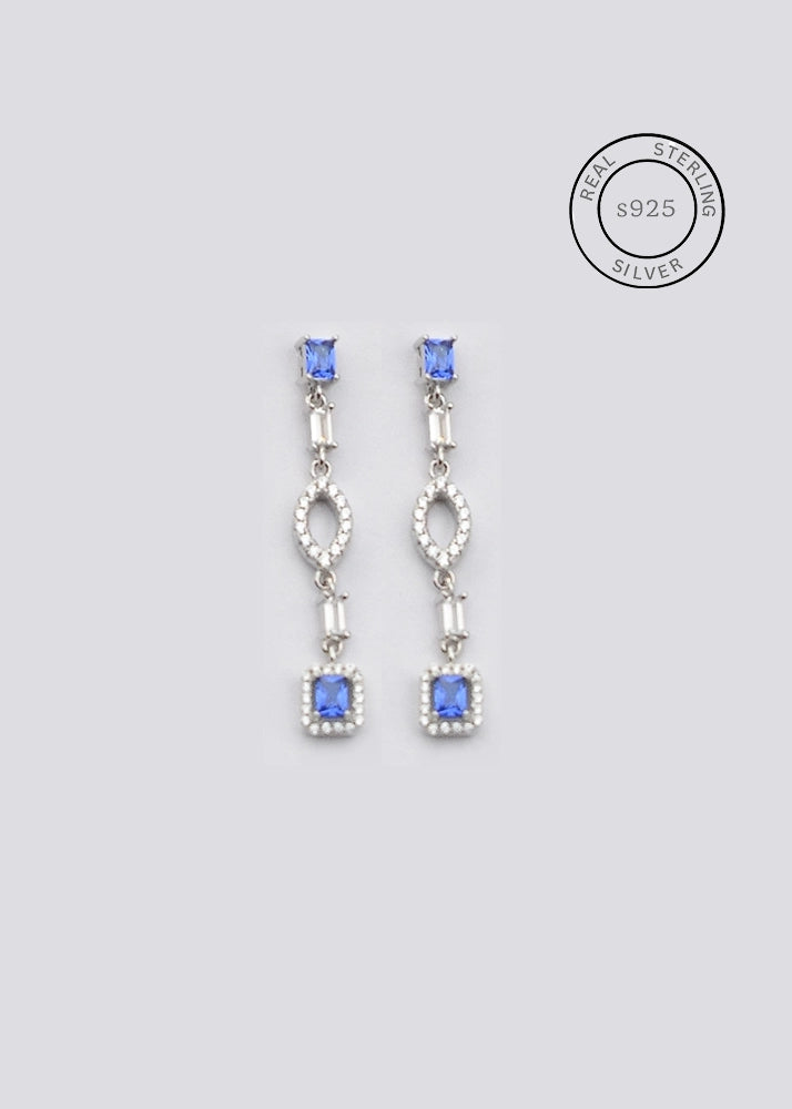 Silver Sapphire Blue Dangles