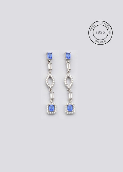 Silver Sapphire Blue Dangles