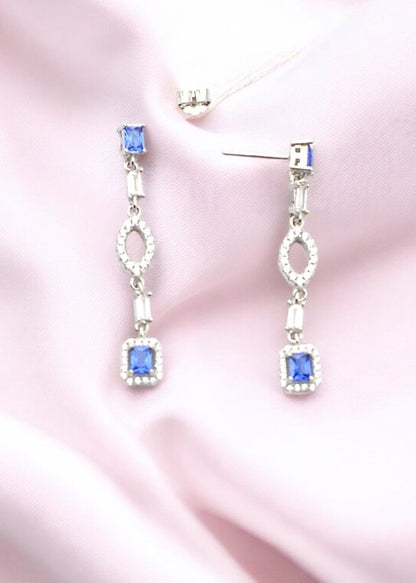 Silver Sapphire Blue Dangles