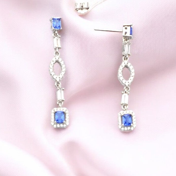 Silver Sapphire Blue Dangles