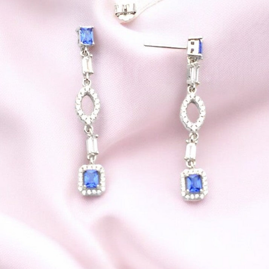 Silver Sapphire Blue Dangles