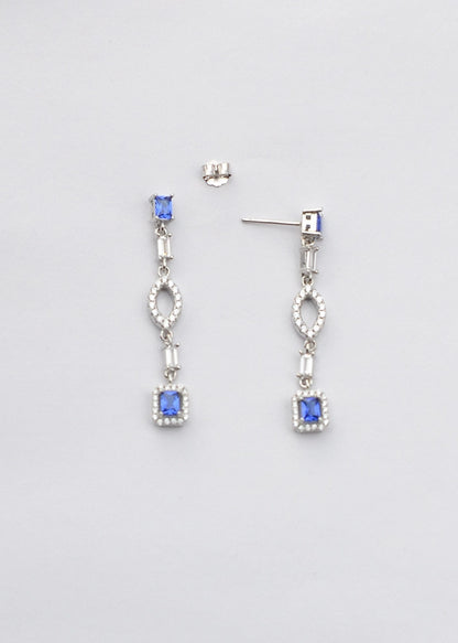 Silver Sapphire Blue Dangles