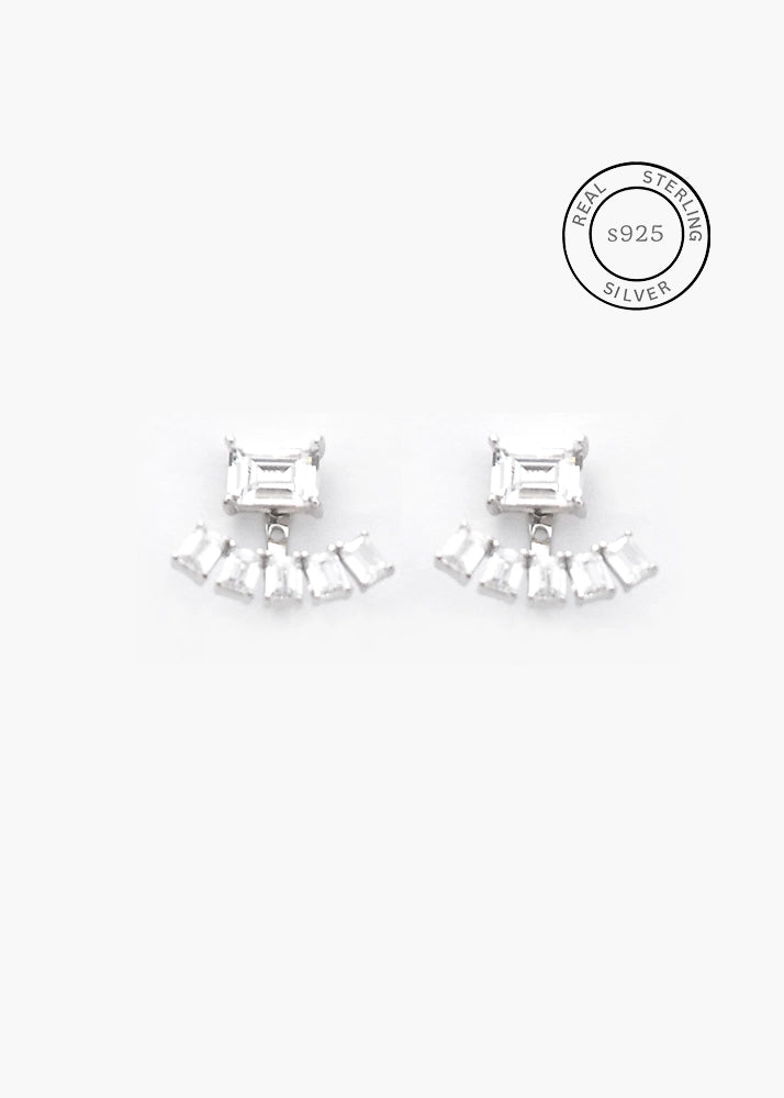 Silver Radiant Duo Zircon Studs