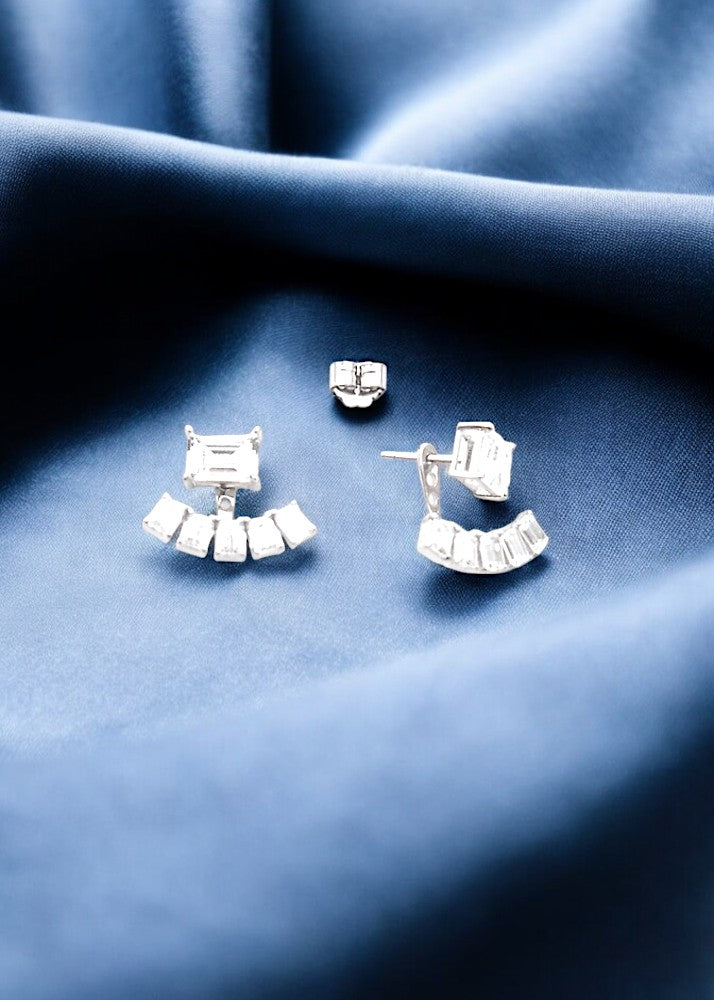 Silver Radiant Duo Zircon Studs