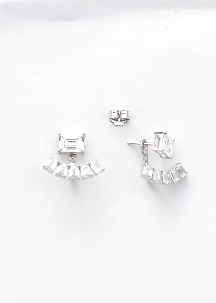 Silver Radiant Duo Zircon Studs