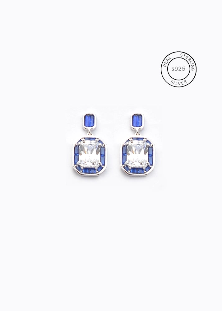 Silver Royal Blue Elegance Danglers