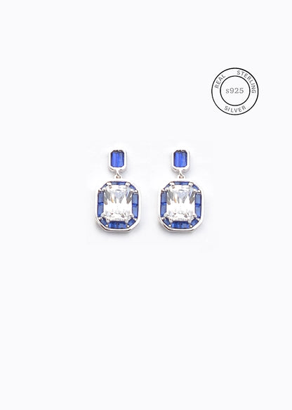 Silver Royal Blue Elegance Danglers