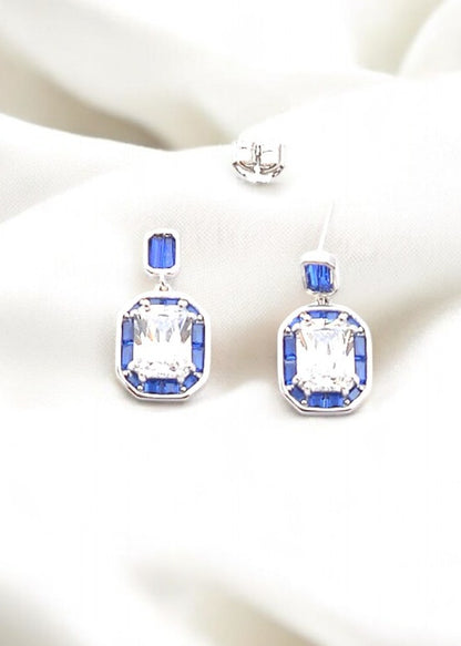 Silver Royal Blue Elegance Danglers