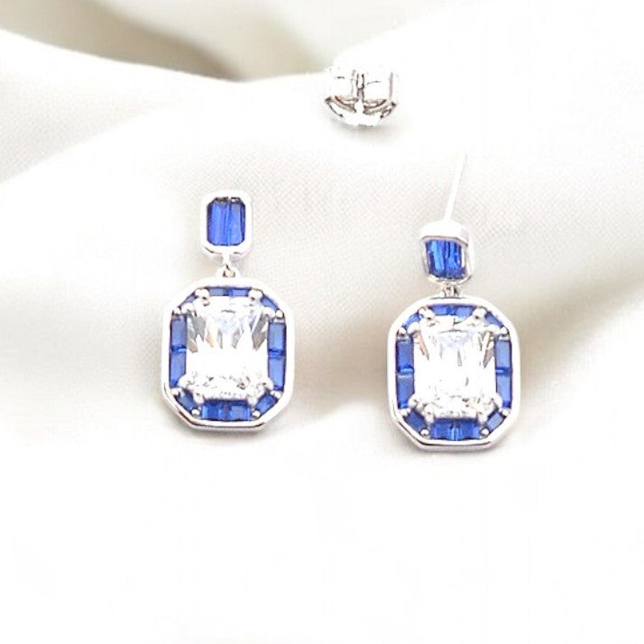 Silver Royal Blue Elegance Danglers