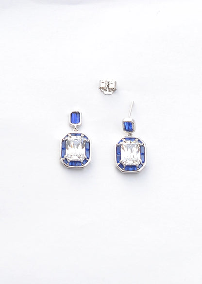 Silver Royal Blue Elegance Danglers