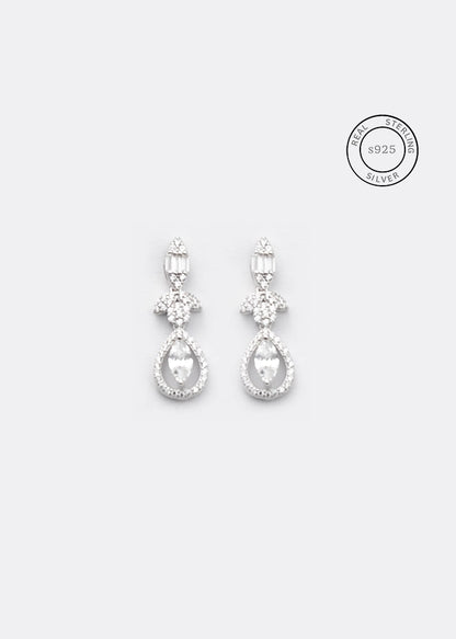 Silver Zircon Elegance Drop Danglers