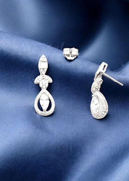 Silver Zircon Elegance Drop Danglers