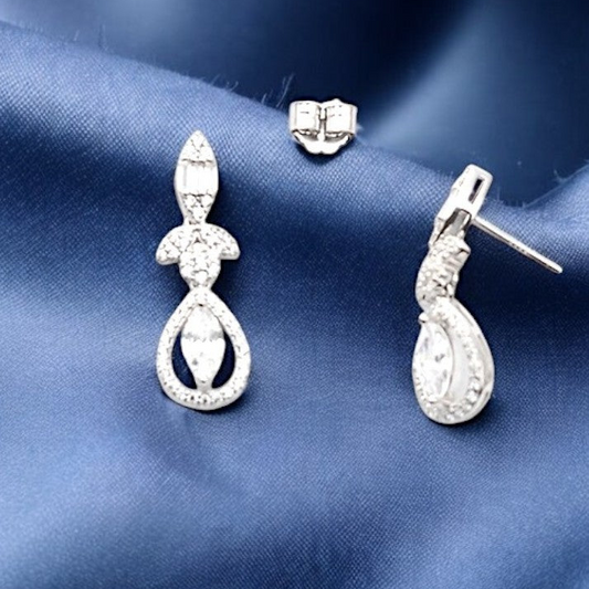 Silver Zircon Elegance Drop Danglers