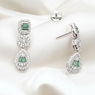 Silver Emerald Green Drop Danglers
