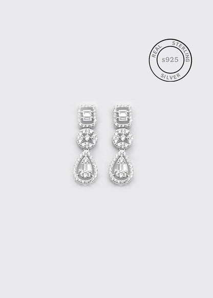 Silver Zircon Drop Dangles