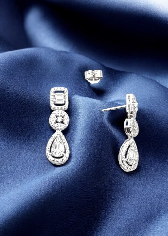 Silver Zircon Drop Dangles