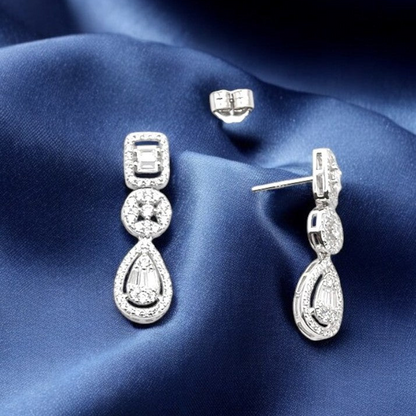 Silver Zircon Drop Dangles