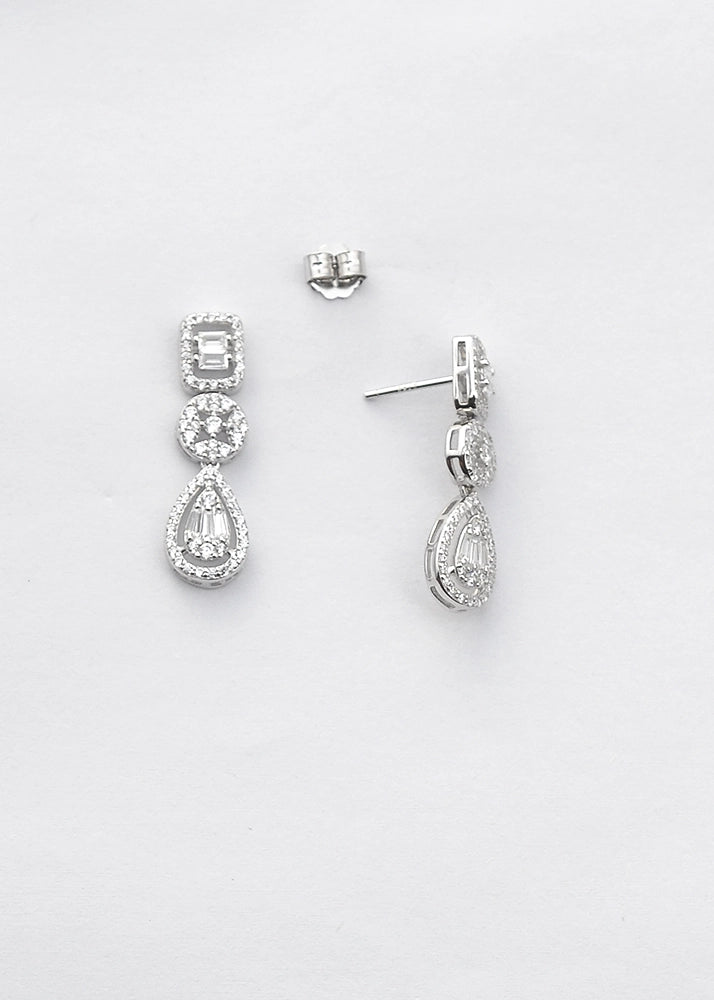 Silver Zircon Drop Dangles