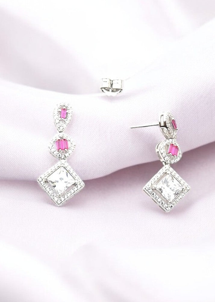 Silver Rani pink Dangles