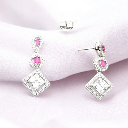 Silver Rani pink Dangles