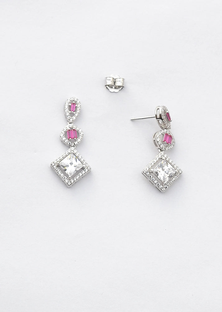 Silver Rani pink Dangles