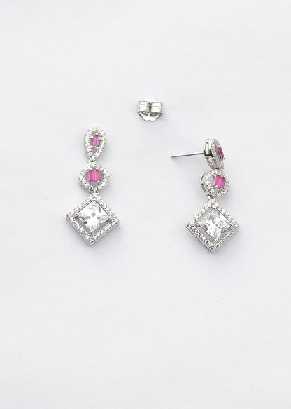 Silver Rani pink Dangles