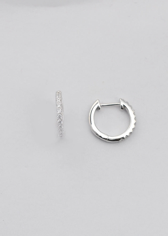 Silver Zircon Bali hoops