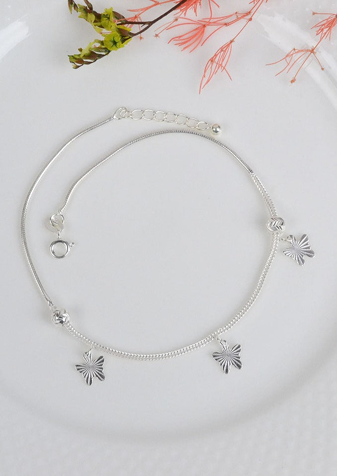 925 Sterling Silver Butterfly Dance Anklets(pair)