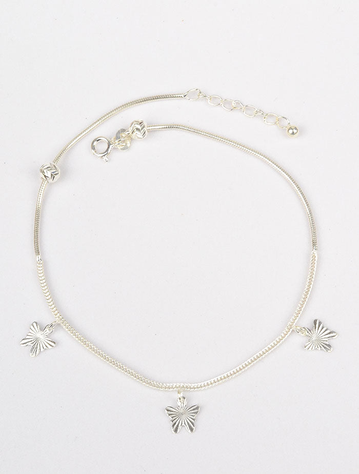 925 Sterling Silver Butterfly Dance Anklets(pair)