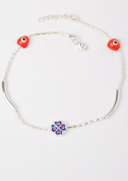 925 Sterling Silver Evil Eye Anklets (pair)