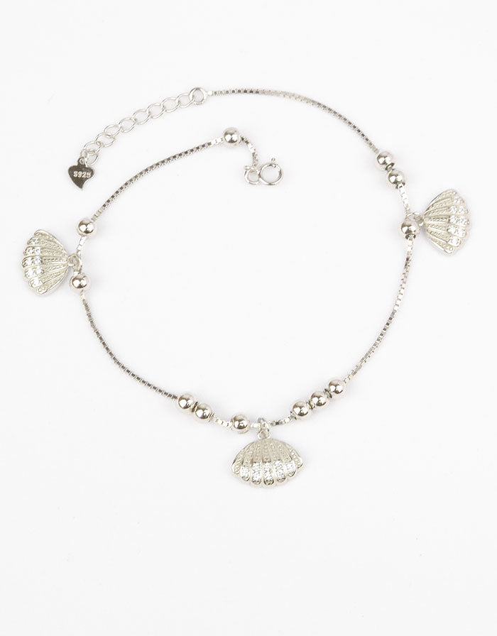 925 Sterling Silver Shell Anklets(pair)