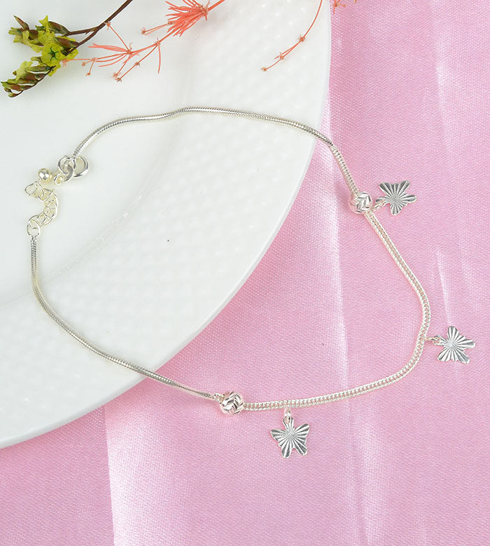 925 Sterling Silver Butterfly Dance Anklets(pair)