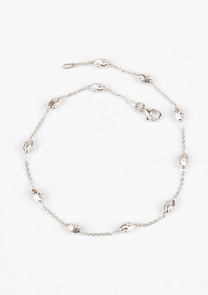 925 Sterling Silver Beaded Anklets(pair)