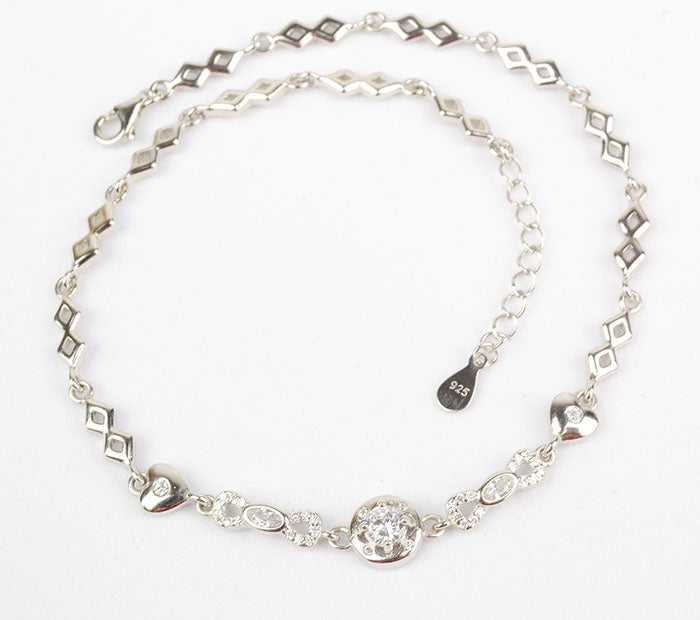 925 Sterling Silver Sparkling Anklets(pair)