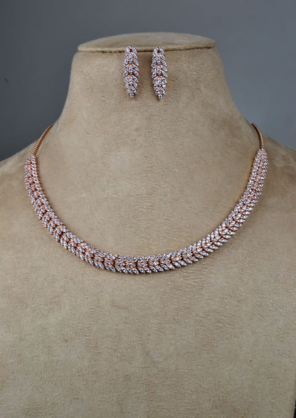 925 Sterling RoseGold Queens Necklace Set