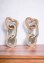 Rose Gold Heart Charm Earrings