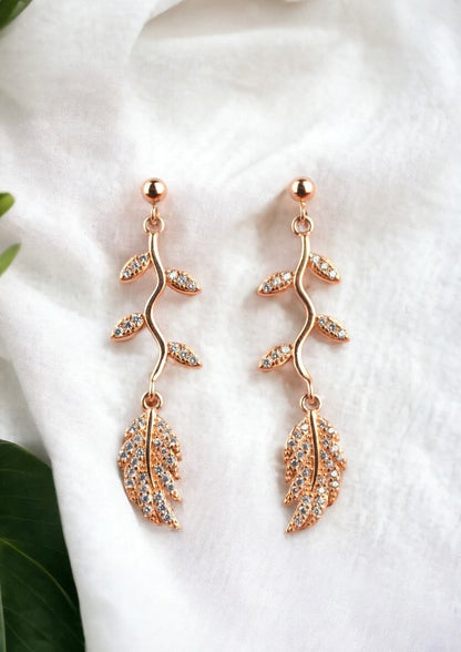 Rose Gold Leaf Dangle Earring