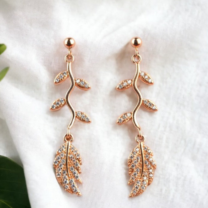 Rose Gold Leaf Dangle Earring