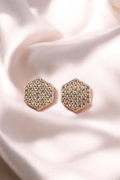 Enchanted Rose Hexagems 925 Sterling Silver Studs(Rosegold)