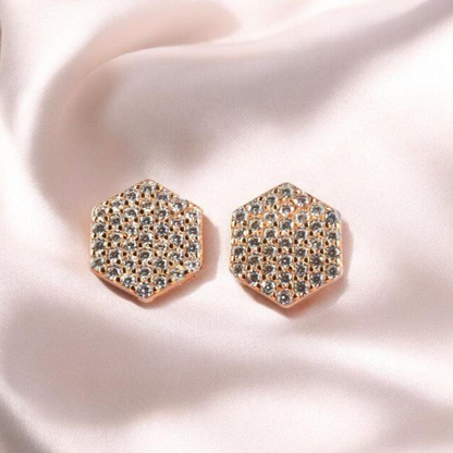 Enchanted Rose Hexagems 925 Sterling Silver Studs(Rosegold)