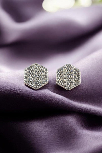 Enchanted Hexagems 925 Sterling Silver Studs (Silver)